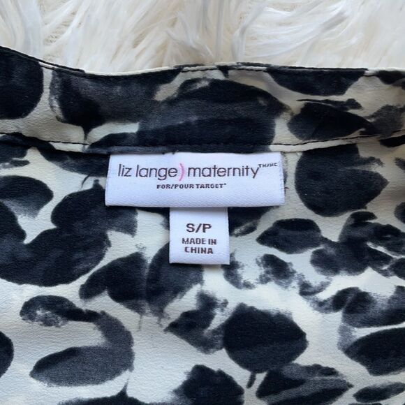 Liz Lange Maternity For Target Black and White Silk Top Shirt Blouse - Picture 5 of 6